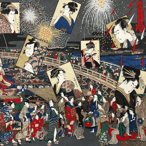 Japanese Paper | Sogara Yuzen | Kabuki Celebration | Grey