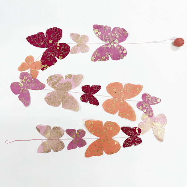 Paper Garland | Handmade Nepalese Lokta Paper |  Butterfly | Kami | 4 COLOUR OPTIONS AVAILABLE