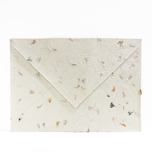 Envelope | Single | Nepalese Handmade Envelope | Lokta Pressed Petals | Marigold | 2 SIZE OPTIONS AVAILABLE