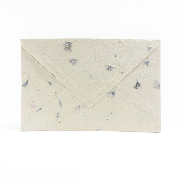 Envelope | Single | Nepalese Handmade Envelope | Lokta Pressed Petals | Cornflower | 2 SIZE OPTIONS AVAILABLE