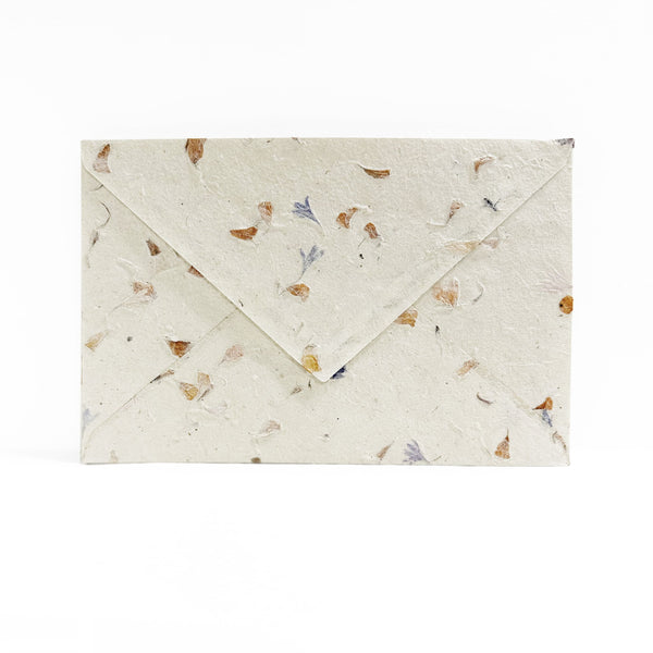 Envelope | Single | Nepalese Handmade Envelope | Lokta Pressed Petals | Marigold | 2 SIZE OPTIONS AVAILABLE