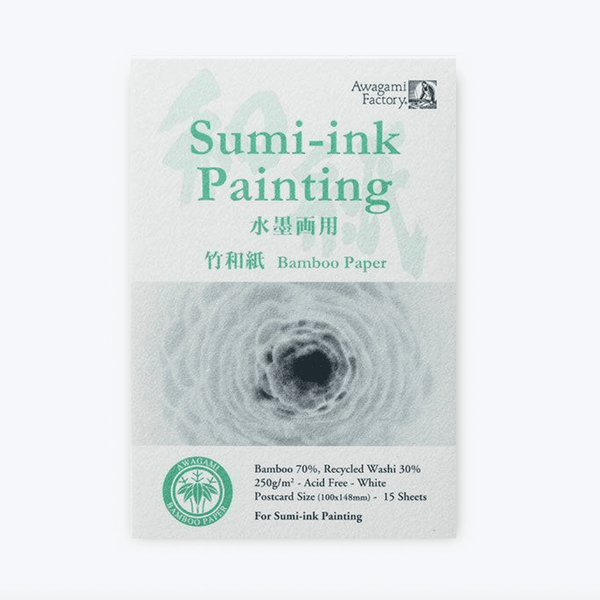 Art Pad | Sumi-e Painting Bamboo Paper Pad | Postcard 10x14.8cm | Awagami