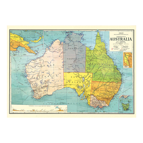 Vintage Poster | Australia Map 3| Cavallini & Co.