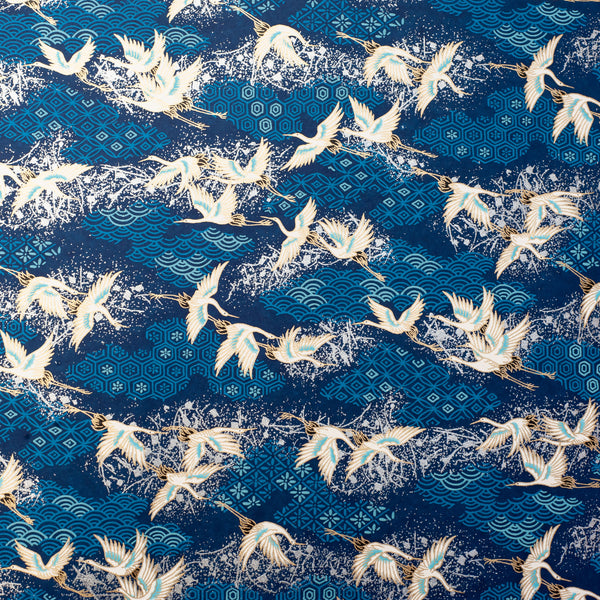Japanese Paper | Chiyogami | Cranes on Blue | Ch869