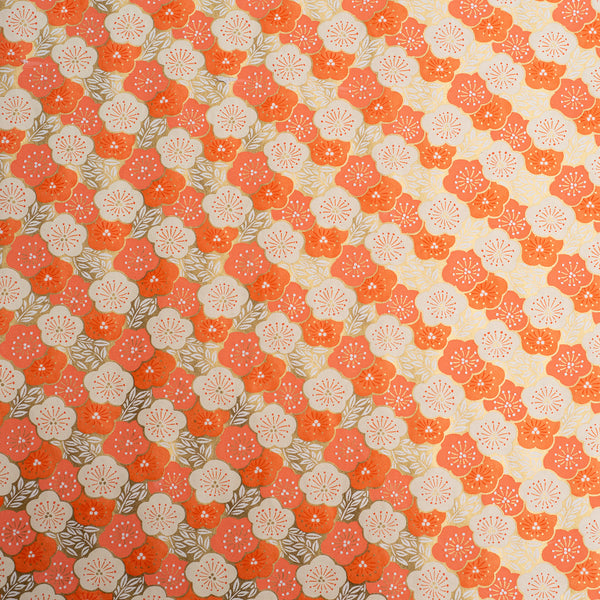 Japanese Paper | Chiyogami | Blossoms | Orange | Ch882