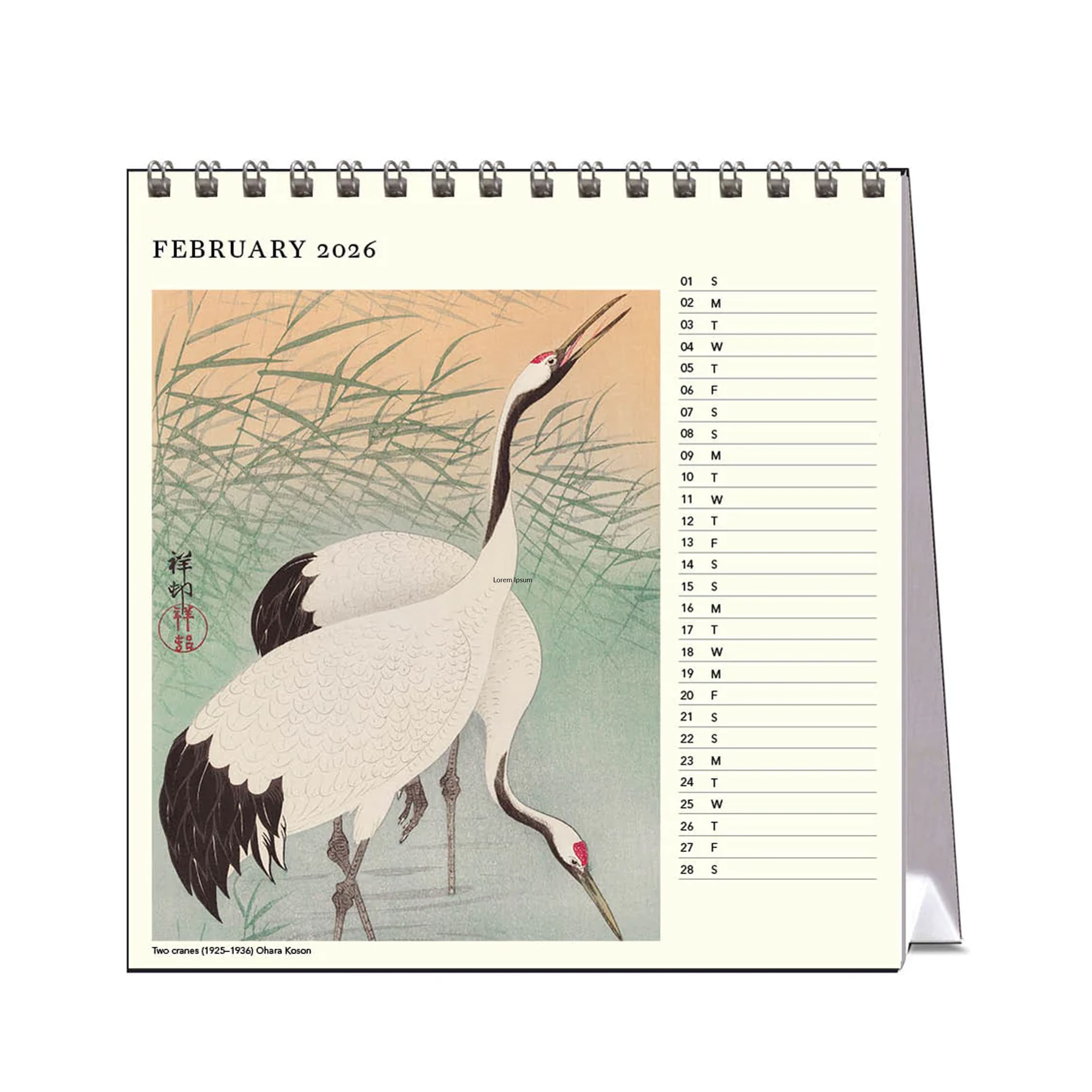2026 Desk Calendar | Japanese Birds | Vevoke