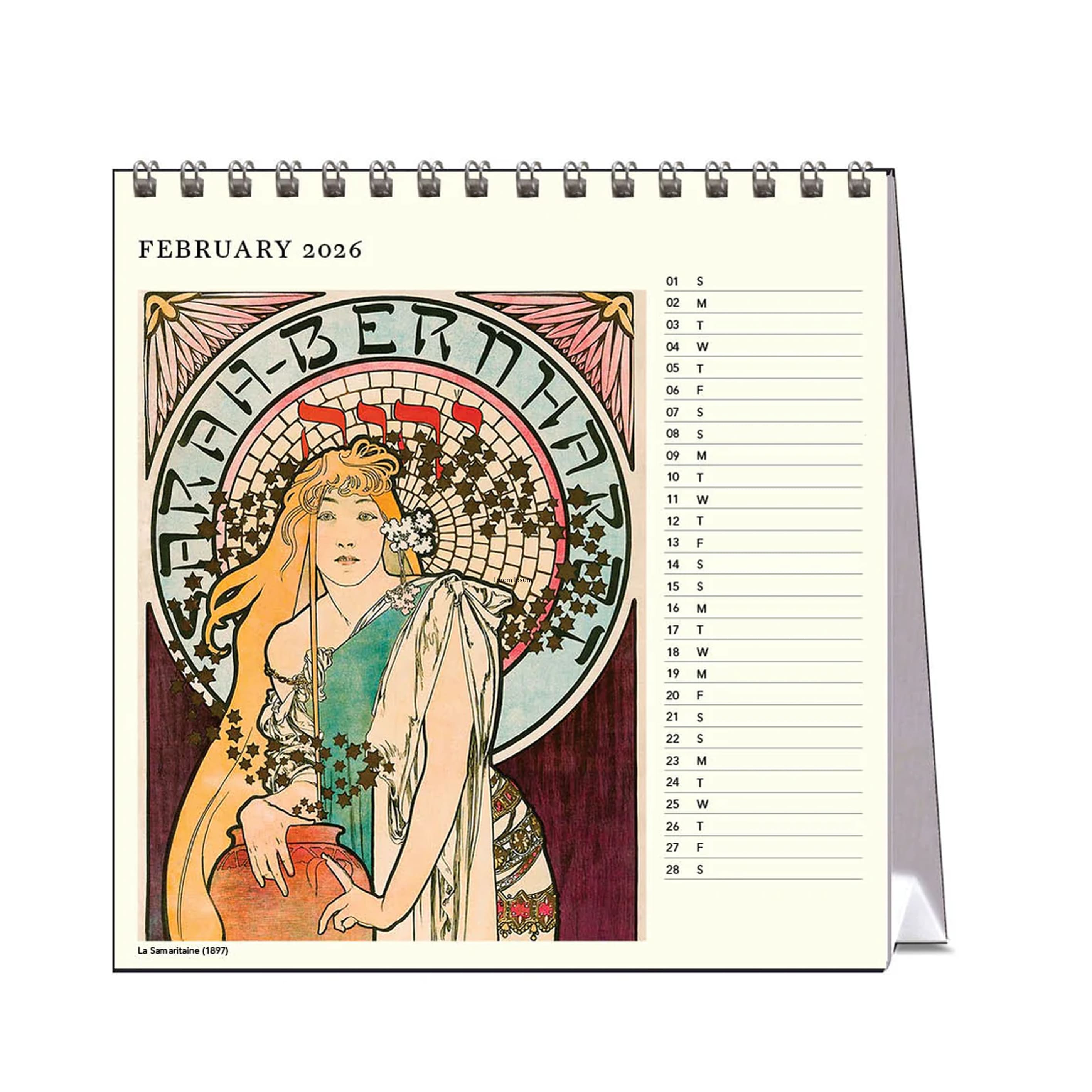 2026 Desk Calendar | Mucha | Vevoke