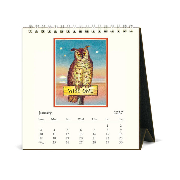 2027 Desk Calendar | Vintage Owls | Cavallini & Co.