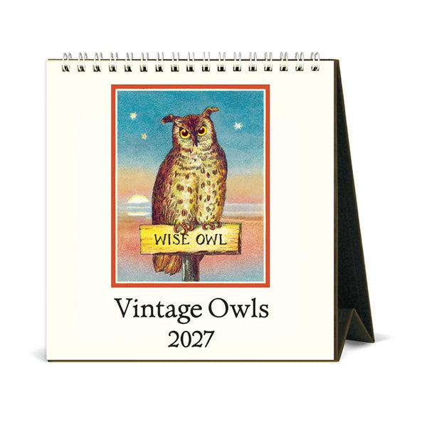 2027 Desk Calendar | Vintage Owls | Cavallini & Co.