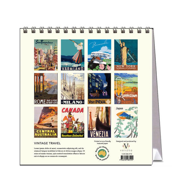 2026 Desk Calendar | Vintage Travel | Vevoke