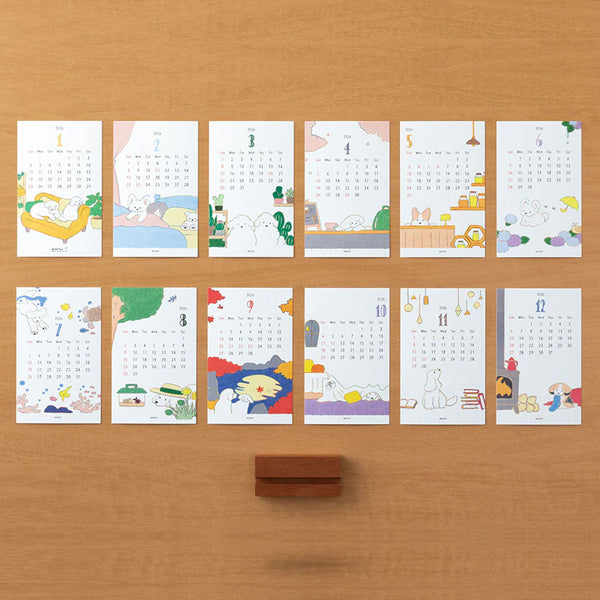 2026 Desk Calendar | Wooden Stand | Dog | Midori