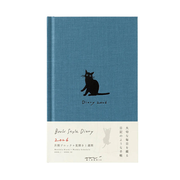2026 Diary | Book Style | Cat | Navy | Midori