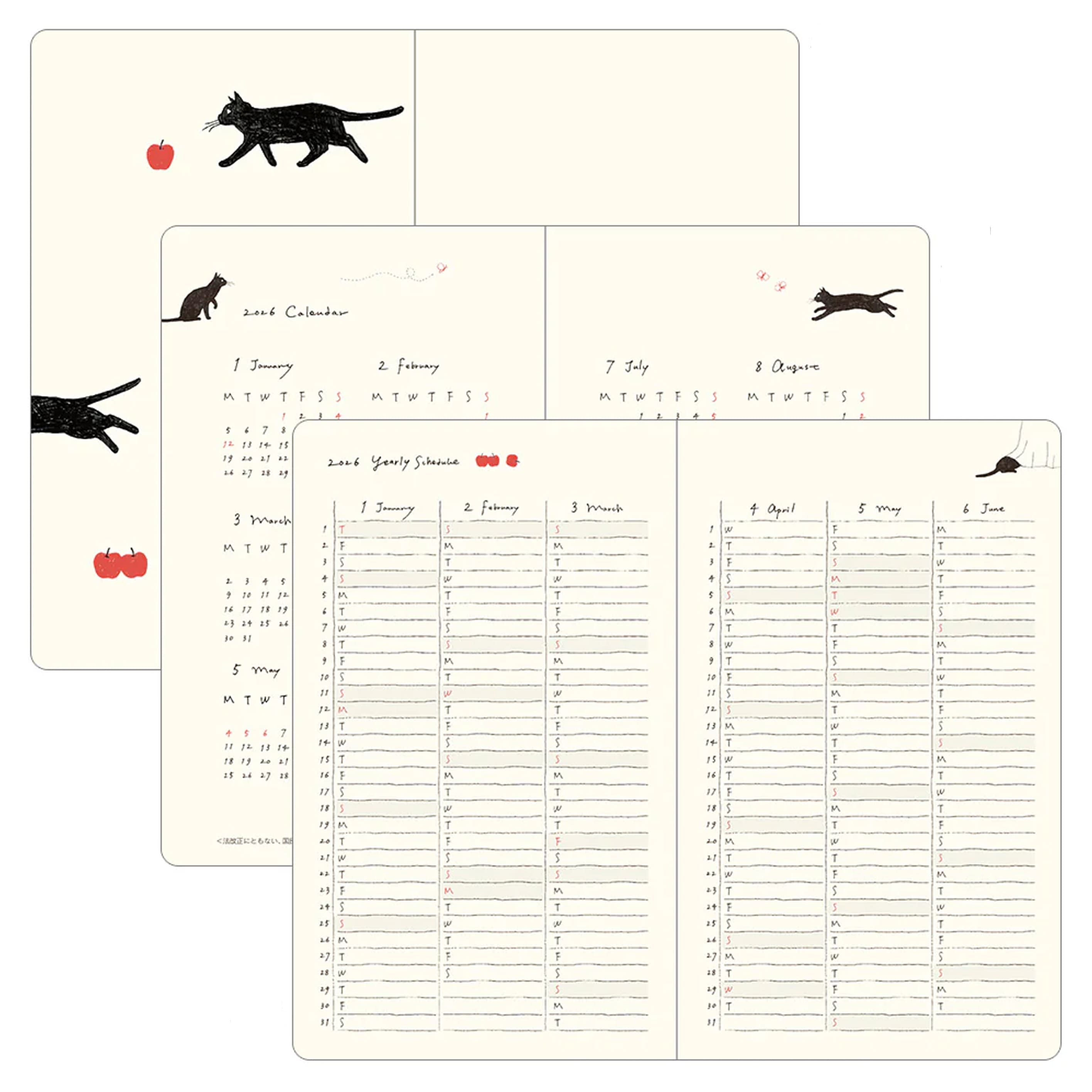 2026 Diary | Book Style | Cat | Navy | Midori
