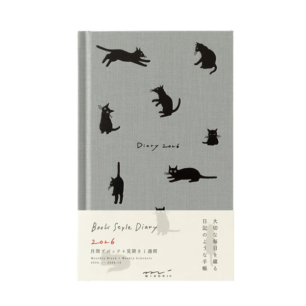 2026 Diary | Book Style | Cat | Grey | Midori
