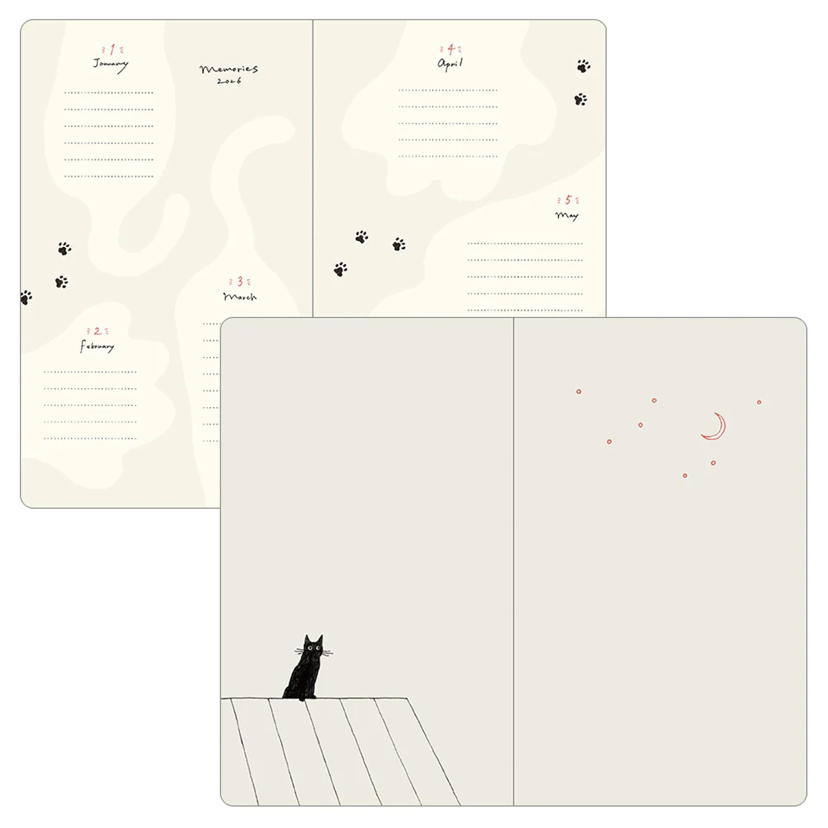 2026 Diary | Book Style | Cat | Grey | Midori