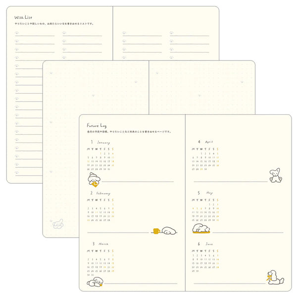 2026 Diary | Book Style | Dogs | Yellow | Midori