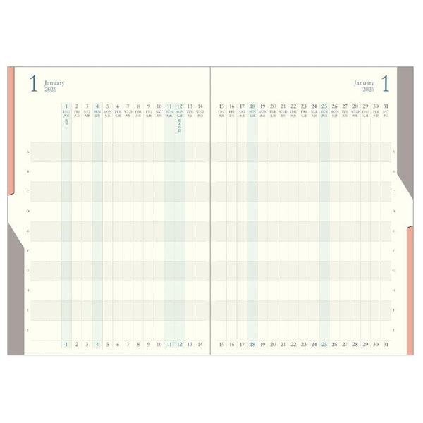 2026 Diary | Double Schedule | B6 | Midori | 2 COLOUR OPTIONS AVAILABLE