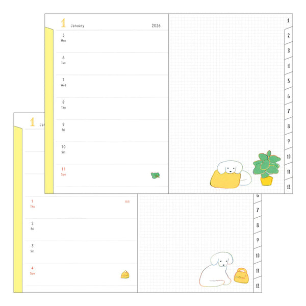 2026 Diary | Pocket Diary | Dog | Midori | 3 SIZE OPTIONS AVAILABLE