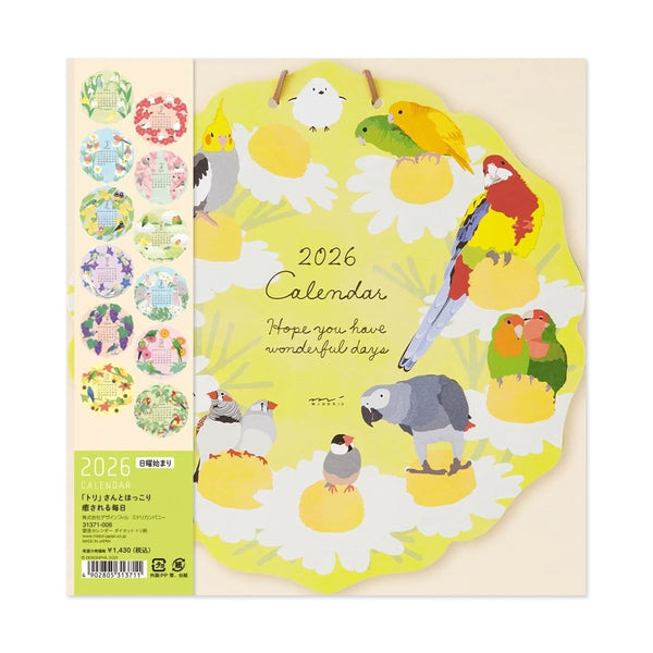 2026 Wall Calendar | Die Cut | Birds | Midori