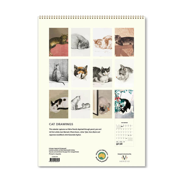 2026 Wall Calendar | Cat Drawings | Vevoke