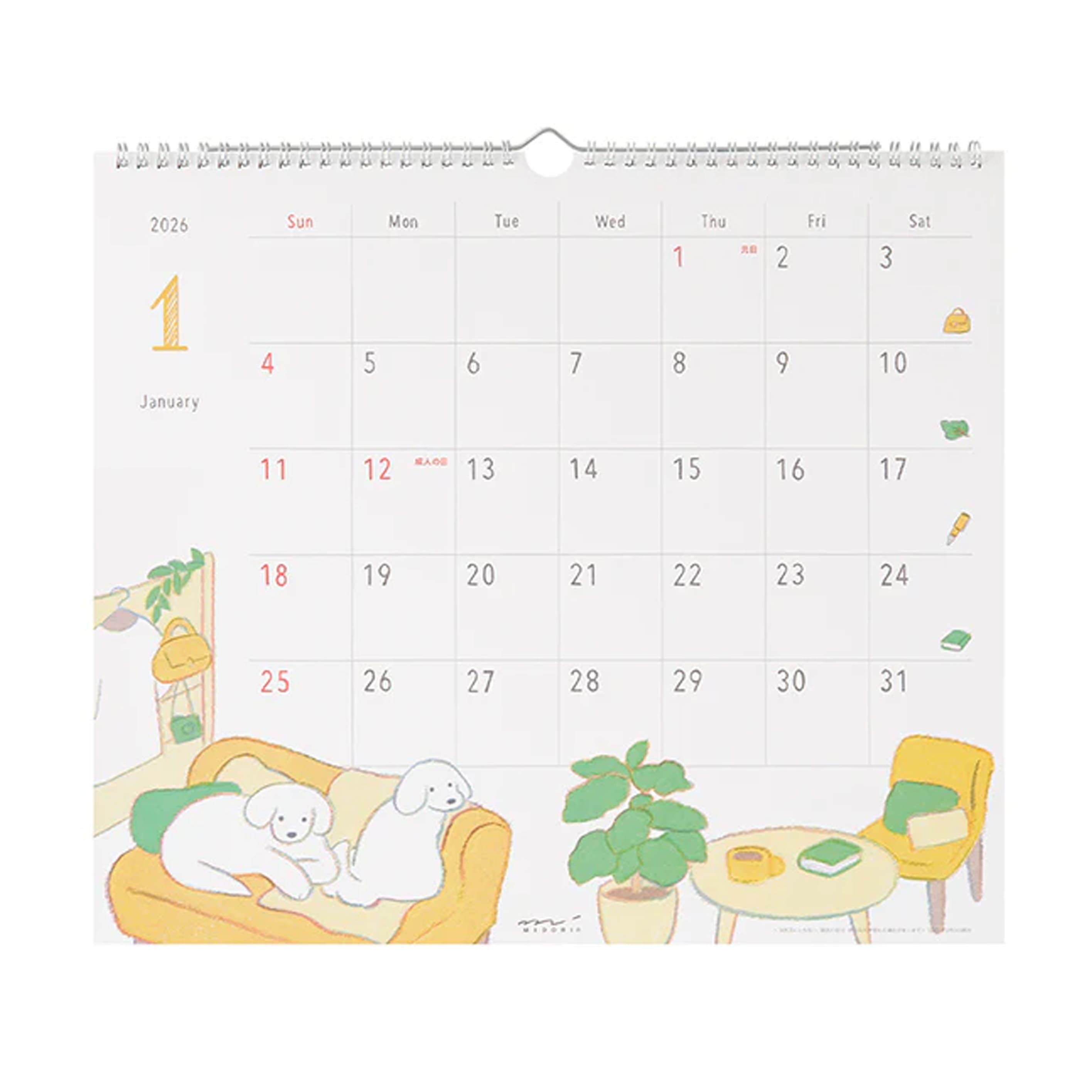 2026 Wall Calendar | Dog | Midori