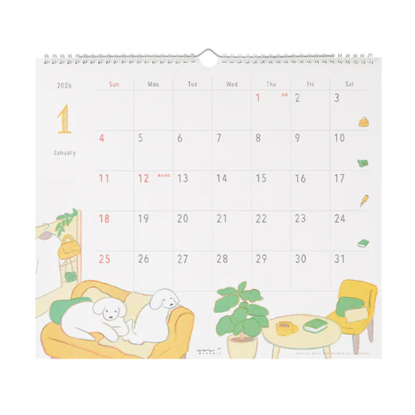 2026 Wall Calendar | Dog | Midori
