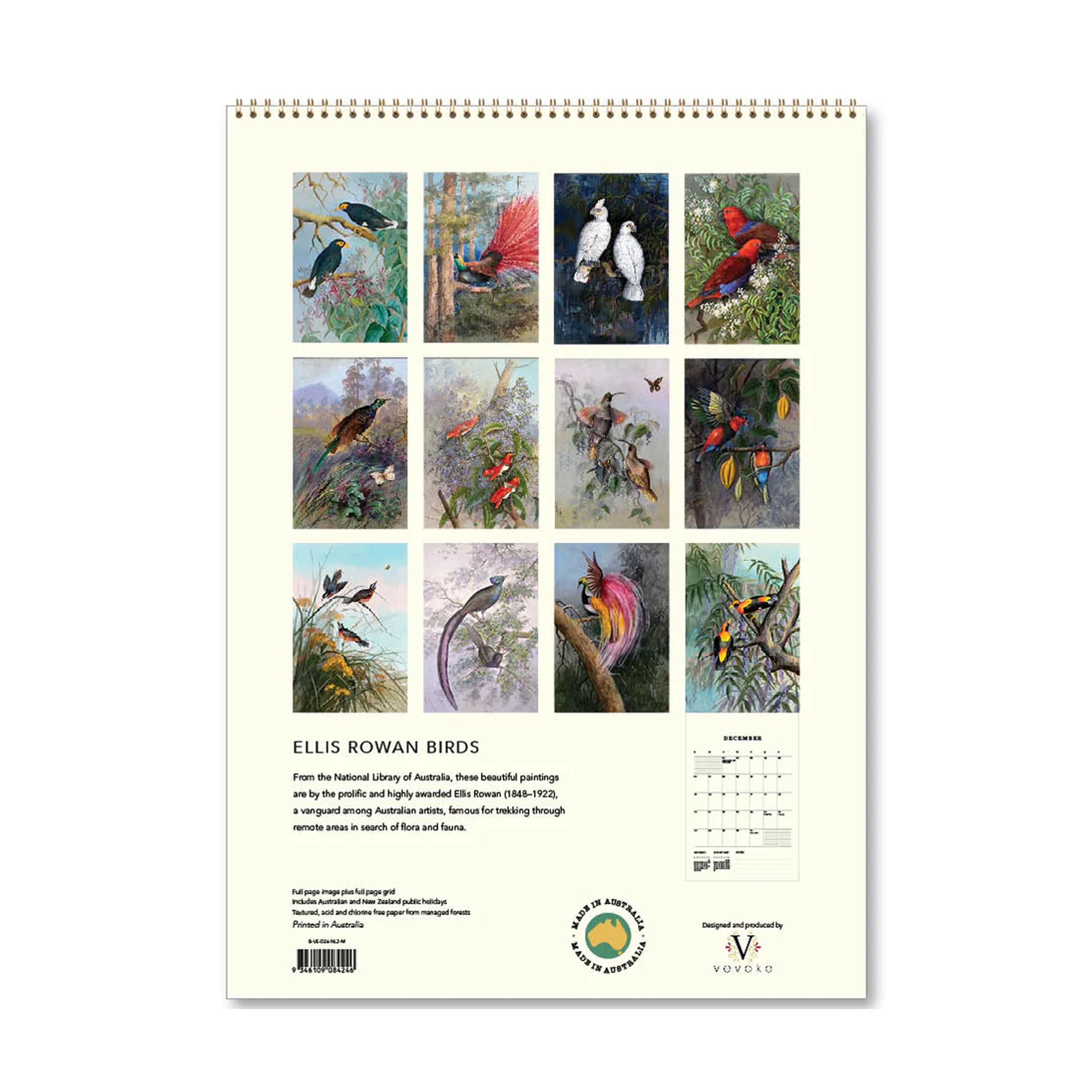 2026 Wall Calendar | Ellis Rowan Birds | Vevoke