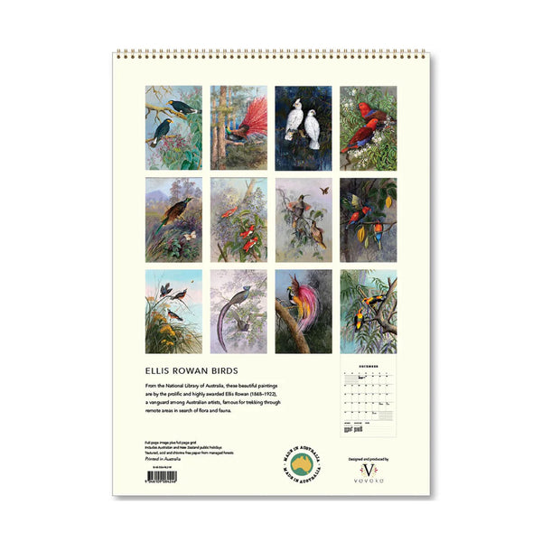 2026 Wall Calendar | Ellis Rowan Birds | Vevoke
