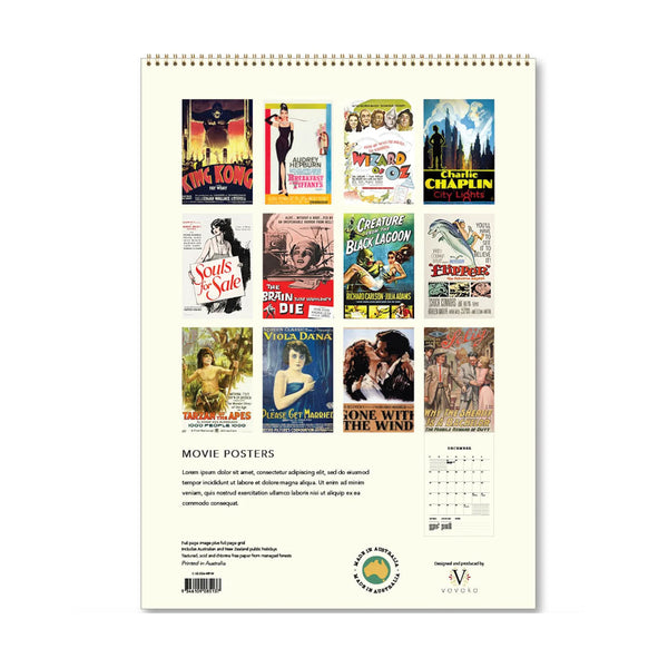 2026 Wall Calendar | Movie Posters | Vevoke