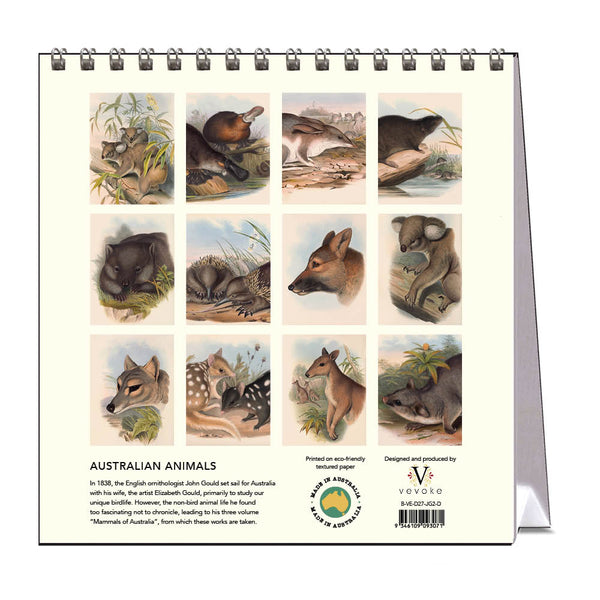 2027 Desk Calendar | John Gould Australian Animals | Vevoke