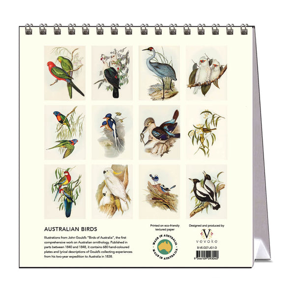 2027 Desk Calendar | John Gould Australian Birds | Vevoke