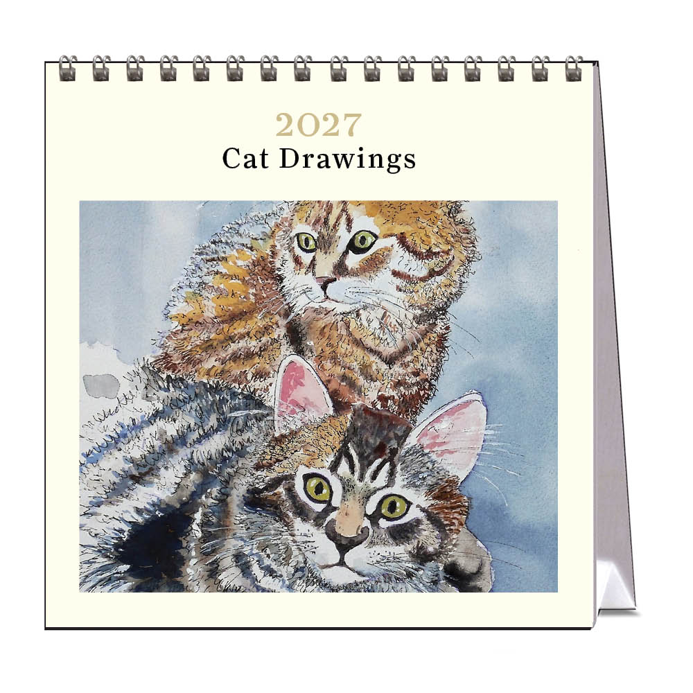 2027 Desk Calendar | Cat Drawings | Vevoke