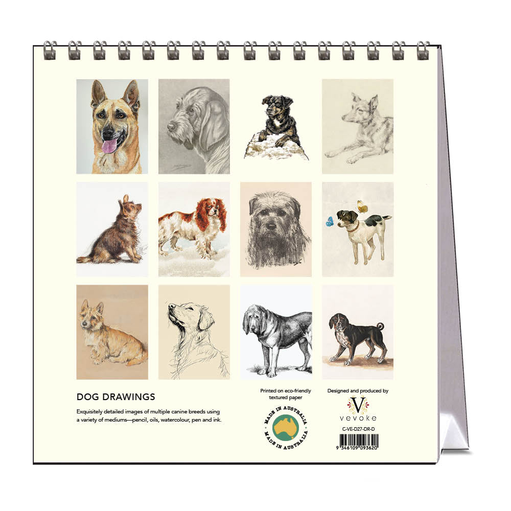 2027 Desk Calendar | Dog Drawings | Vevoke