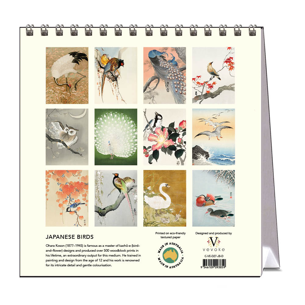 2027 Desk Calendar | Japanese Birds | Vevoke