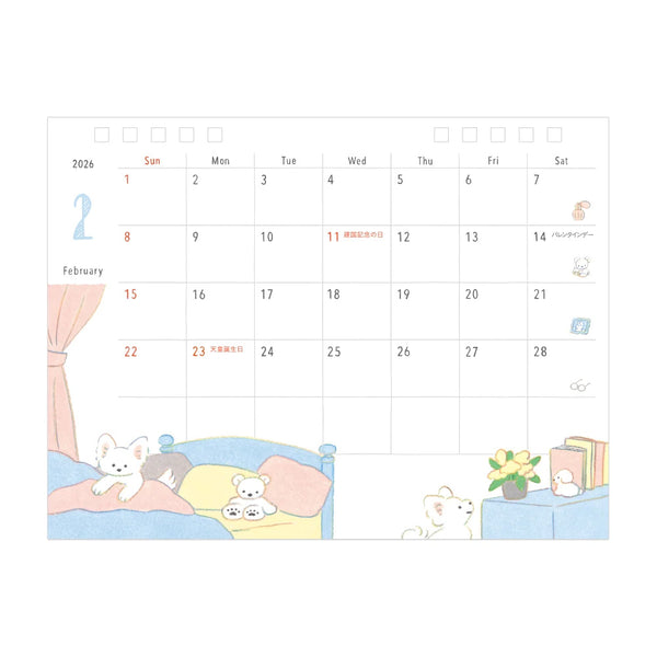 2027 Desk Calendar | Ring | Medium | Dog | Midori