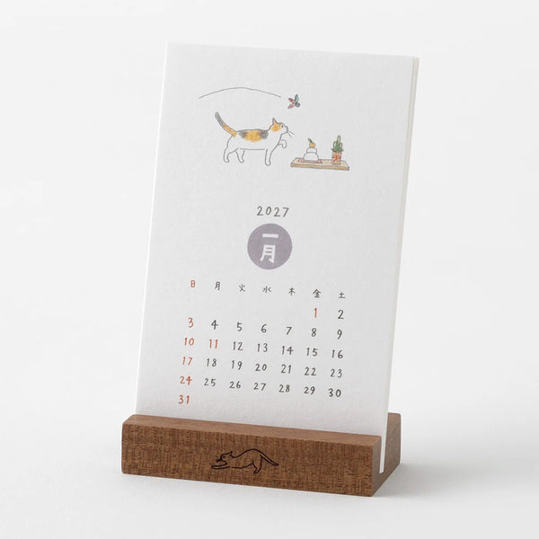2027 Desk Calendar | Stand | Cat | Midori