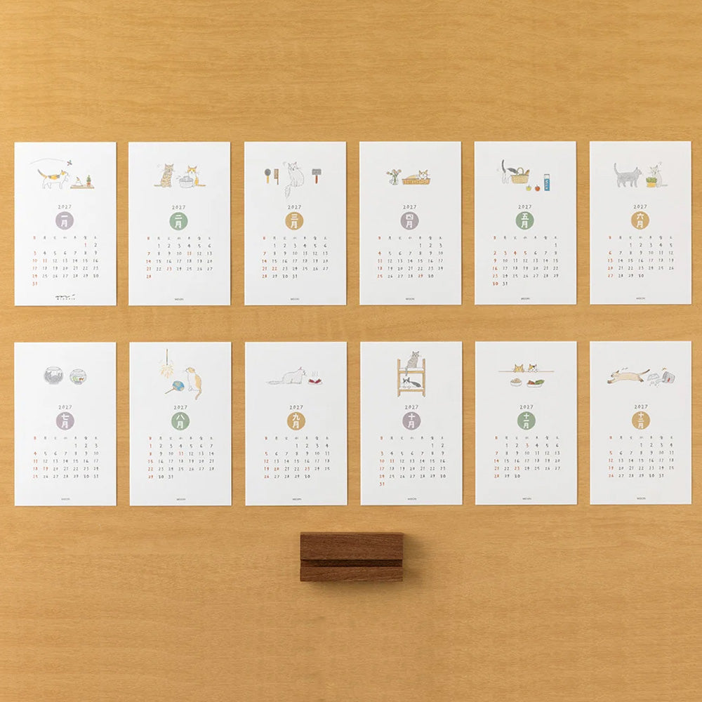 2027 Desk Calendar | Stand | Cat | Midori