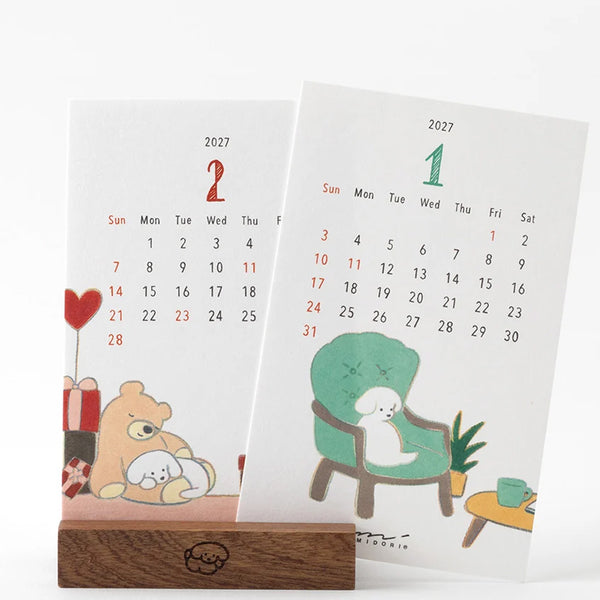 2027 Desk Calendar | Stand | Dog | Midori