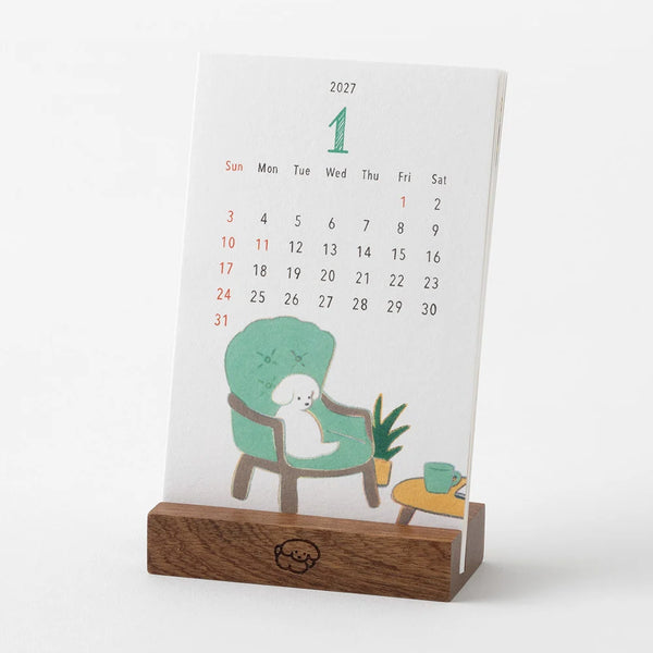 2027 Desk Calendar | Stand | Dog | Midori