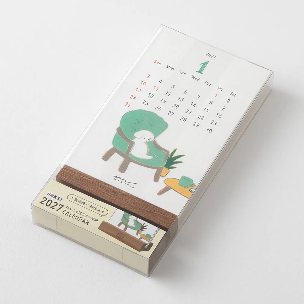 2027 Desk Calendar | Stand | Dog | Midori