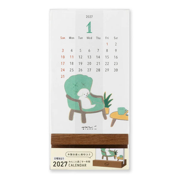2027 Desk Calendar | Stand | Dog | Midori