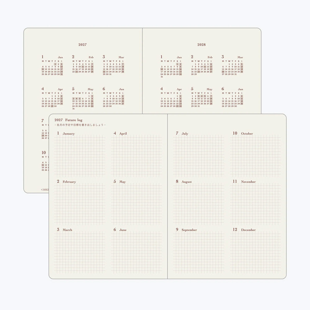 2027 Diary | Daily | Hibino | A6 | Midori | 3 COLOUR OPTIONS AVAILABLE