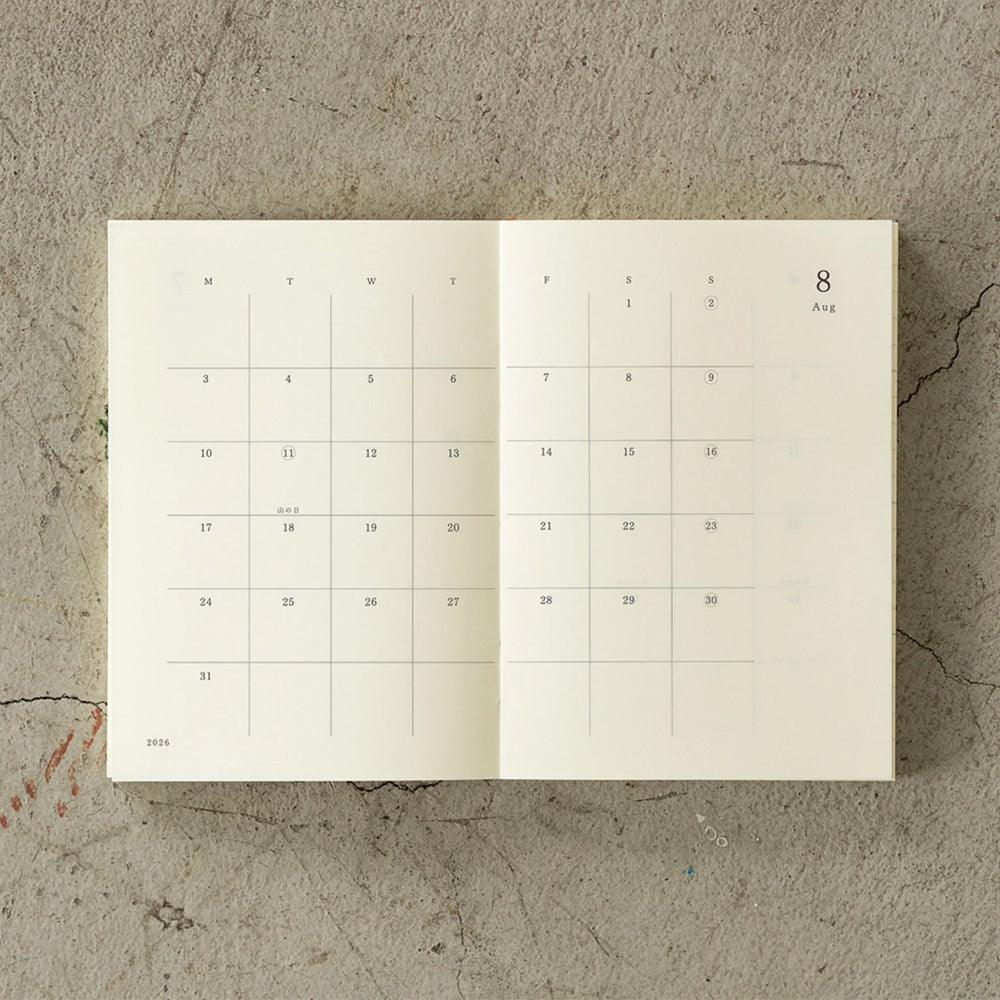 2027 Diary | Notebook Diary | Monthly Block & Memo | MD Product | Midori | 4 SIZE OPTIONS AVAILABLE