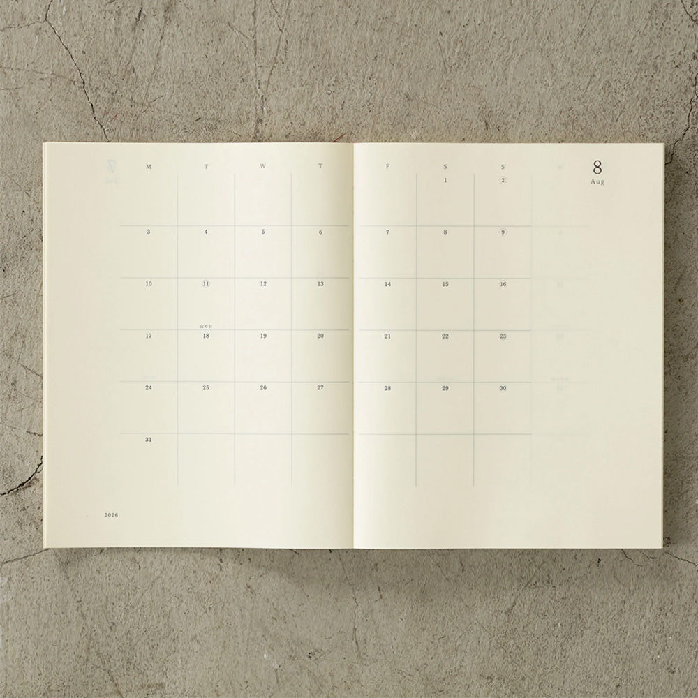 2027 Diary | Notebook Diary | Monthly Block & Memo | Thin | MD Product | 2 SIZE OPTIONS AVAILABLE