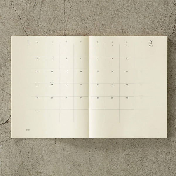 2027 Diary | Notebook Diary | Monthly Block & Memo | Thin | MD Product | 2 SIZE OPTIONS AVAILABLE