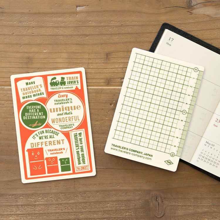 2027 Diary | Insert | Backing Sheet | Traveler's Company | 2 SIZE OPTIONS AVAILABLE