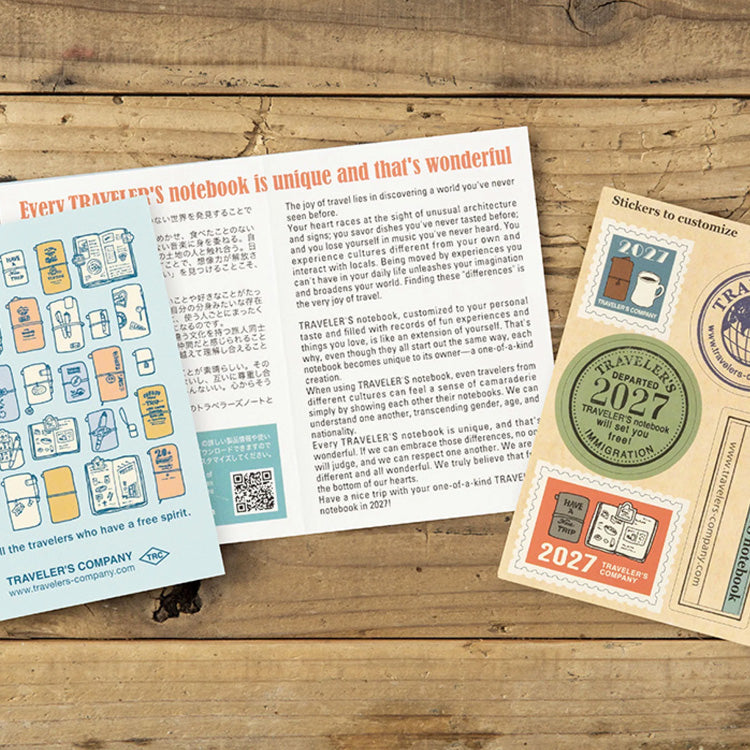 2027 Diary | Insert | Monthly | Traveler's Company | 2 SIZE OPTIONS AVAILABLE