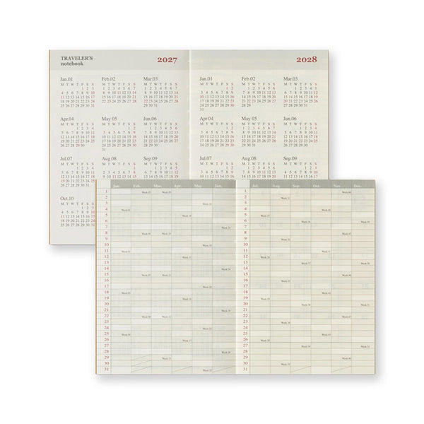 2027 Diary | Insert | Monthly | Traveler's Company | 2 SIZE OPTIONS AVAILABLE