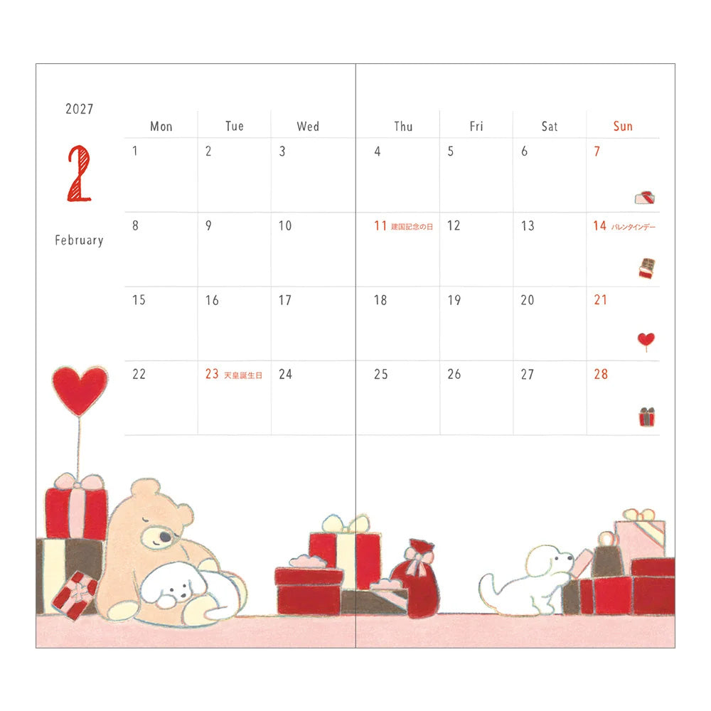 2027 Diary | Weekly | Pocket Diary | B6 | Dog | Midori