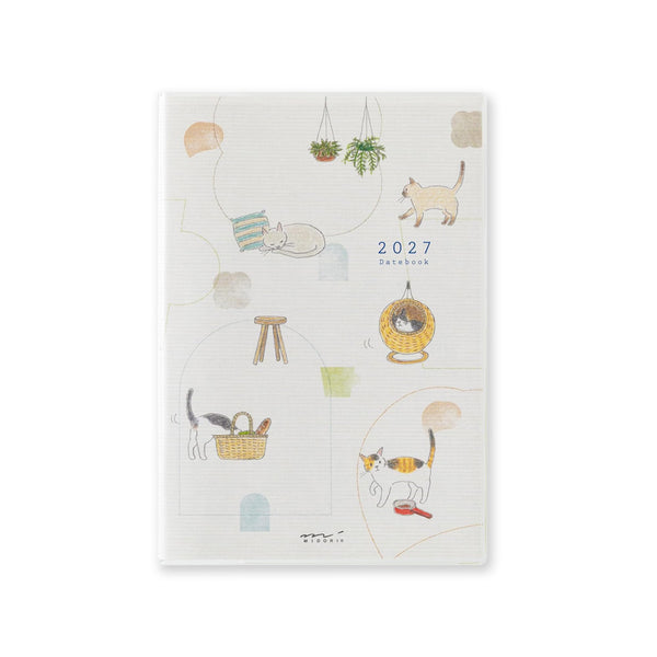 2027 Diary | Monthly | Pocket Diary | Slim | Cat | Midori